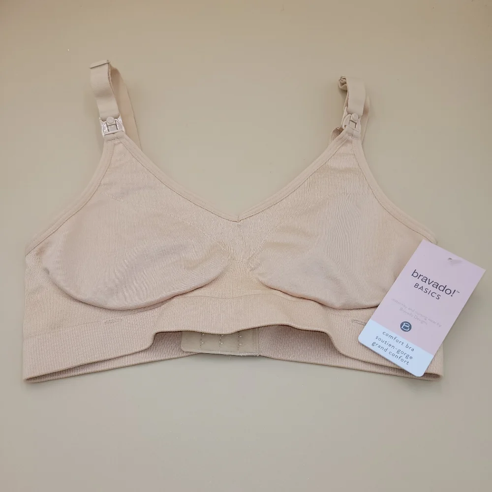 Bravado Basics‎ Nursing Bra Small Beige Rear Closure Front Release Hooks NWT